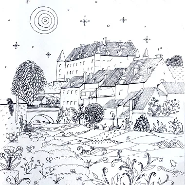 illustration coloriage Chateauneuf sur Cher