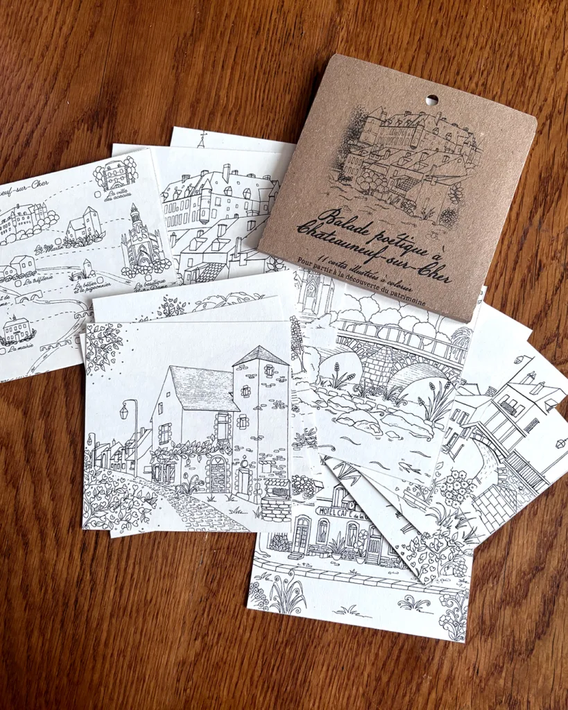 11 illustrations d'art à colorier sur Chateauneuf-sur-Cher