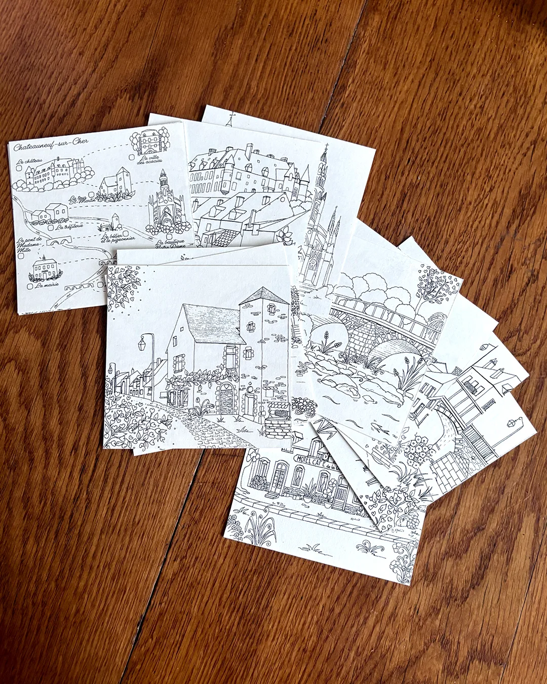 11 illustrations d'art à colorier sur Chateauneuf-sur-Cher